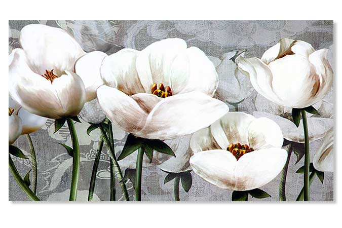 Tablou Canvas Abstract  - Flori moderne albe TA16156