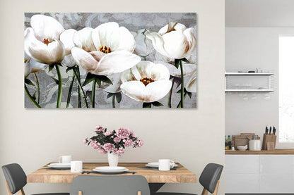 Tablou Canvas Abstract  - Flori moderne albe TA16156