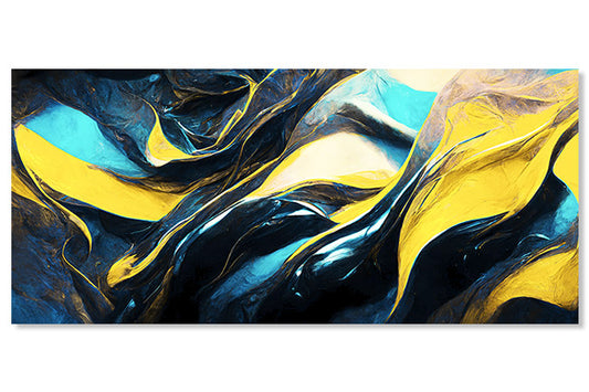 Tablou Canvas Abstract Modern - Galben turcoaz si albastru TA88195