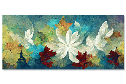 Tablou Canvas Decorativ - Flori abstracte turcoaz si alb TA88184