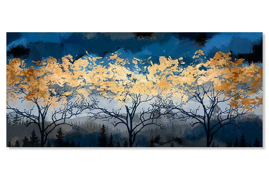 Tablou Canvas Abstract  - Copaci Cu Frunze Auriu-Cupru TA17155