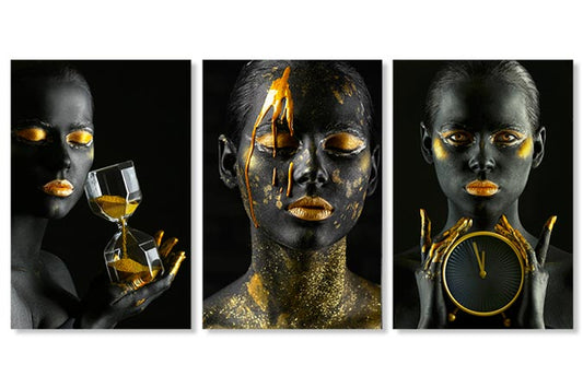 Tablou Canvas Abstract  - Portrete Fashion Cu Auriu TA25317