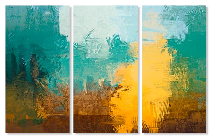 Tablou Canvas Living - Culori abstracte verde si galben TA12398