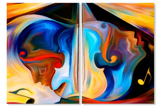 Tablouri Canvas Abstracte - Indragostiti Ea Si El In Culori TA22237