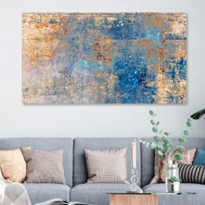tablou modern living canvas bleu auriu 26705