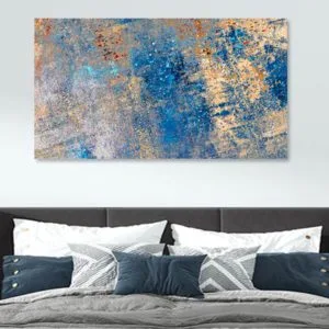 tablou canvas dormitor abstract bleu auriu 26105