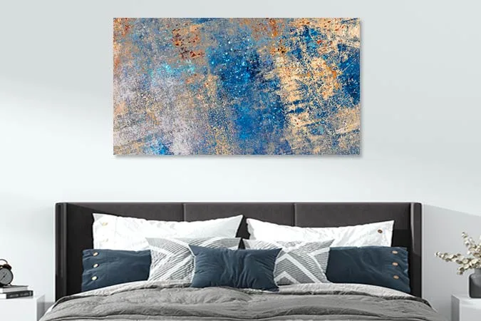 tablou canvas dormitor abstract bleu auriu 26105