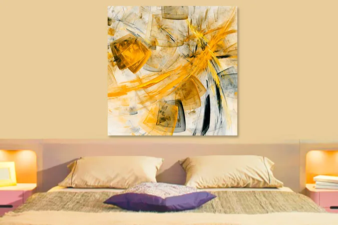 tablou canvas dormitor abstract galben auriu 41190