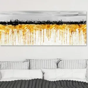 tablou canvas dormitor creatie cu auriu si negru 19111