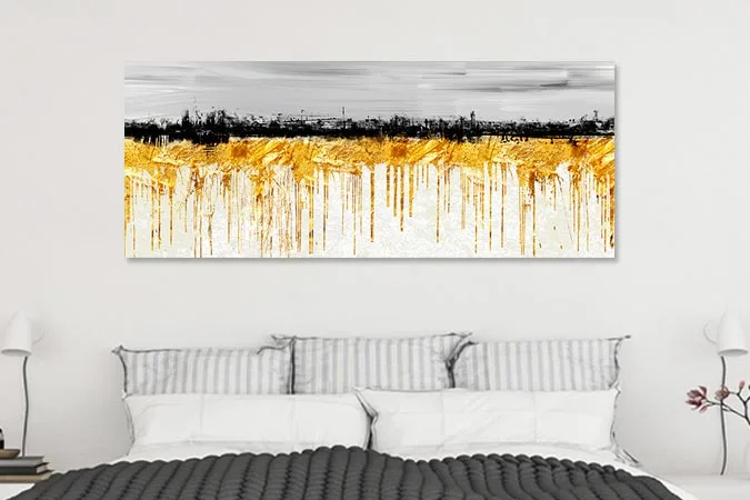 tablou canvas dormitor creatie cu auriu si negru 19111