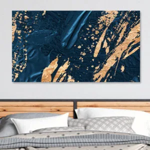 tablou canvas dormitor modern albastru auriu 44195