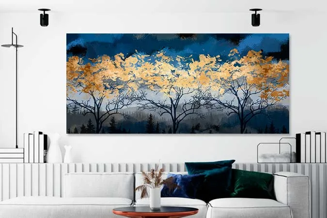 tablou living peisaj padure auriu 17155